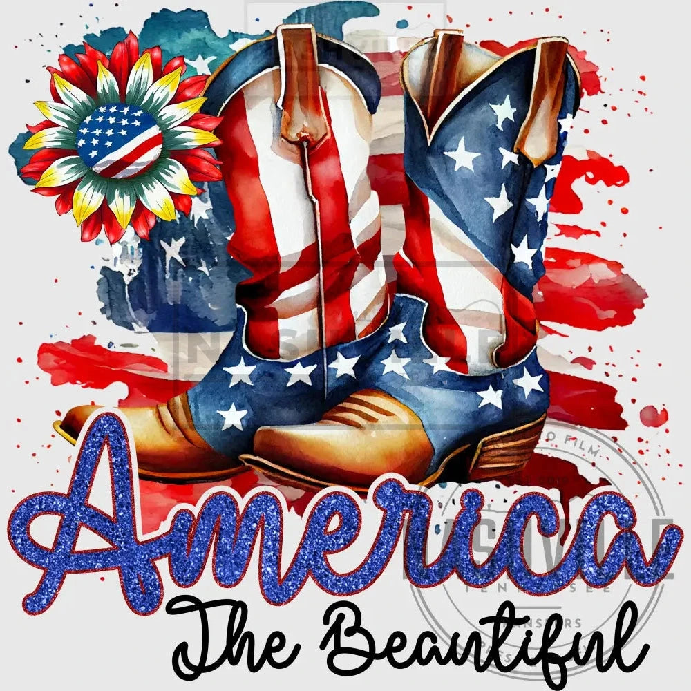 America the beautiful watercolor effect transfer.