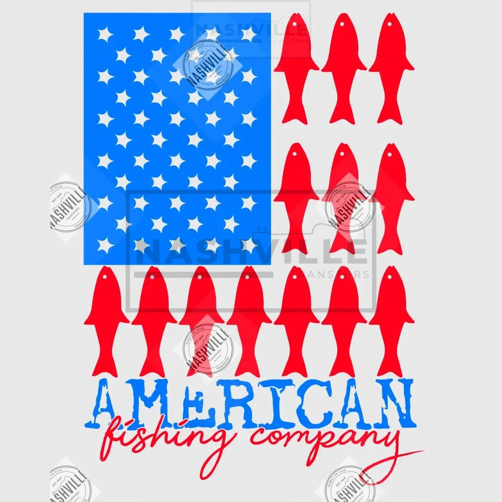 American Flag Fish Transfer. Clear Film Transfer / Light Blue