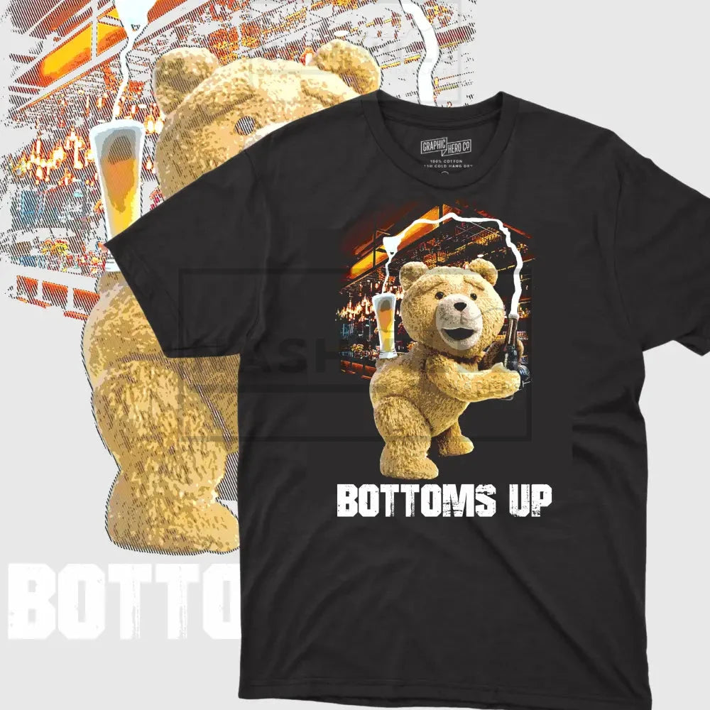 Bottoms Up Bear Rasterized Tee. T-Shirt
