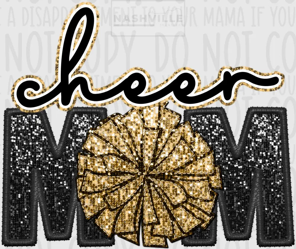 Cheer Mom Glitter And Embroidery Effect Transfer.
