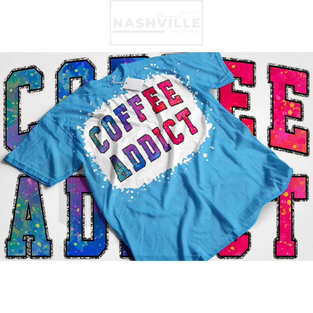 Coffee addict tee. Small / Dark blue bleach knock out