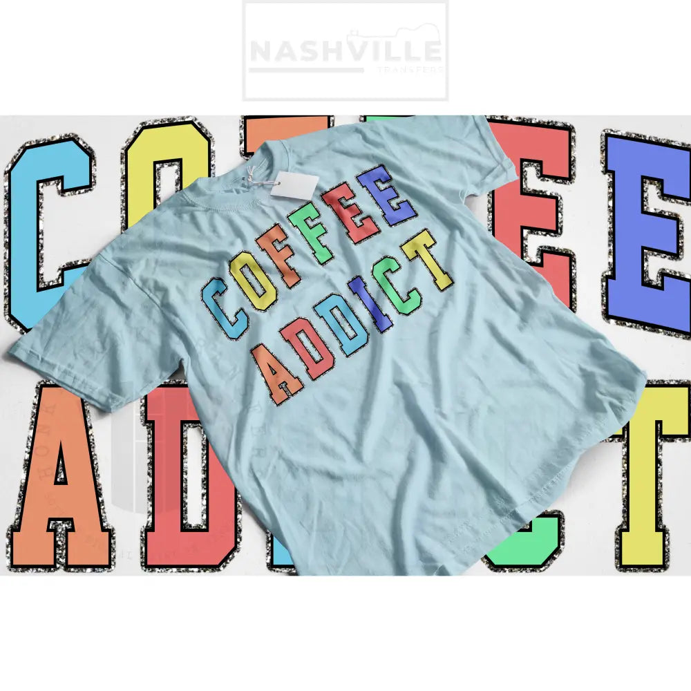 Coffee Addict Tee. Small / Light Blue