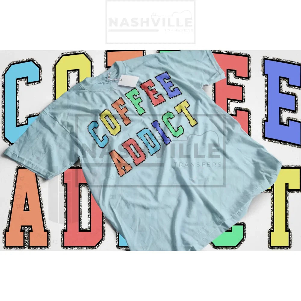 Coffee Addict Tee. Small / Light Blue