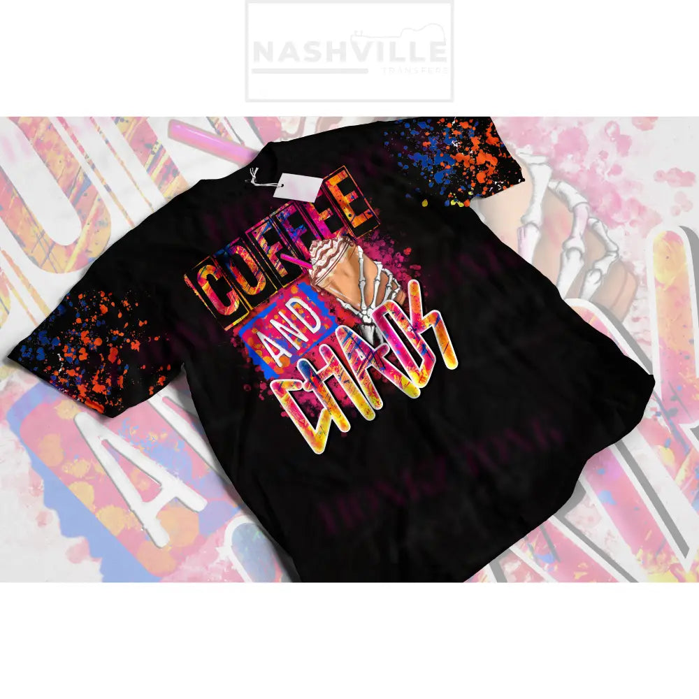 Coffee And Chaos Tee. Small / Yellow