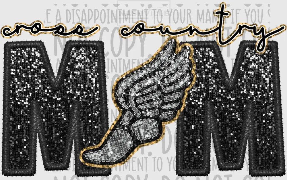 Cross Country Mom Glitter And Embroidery Effect Transfer