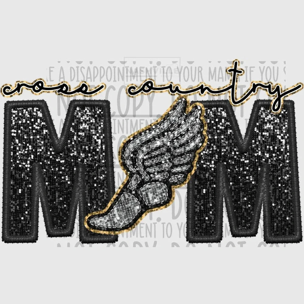Cross Country Mom Glitter And Embroidery Effect Transfer