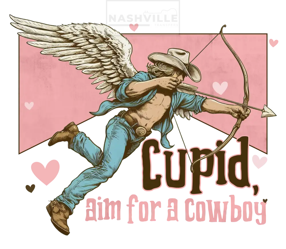 Cupid Aim For My Husband Valentines Holiday Stock Transfer. Cowboy