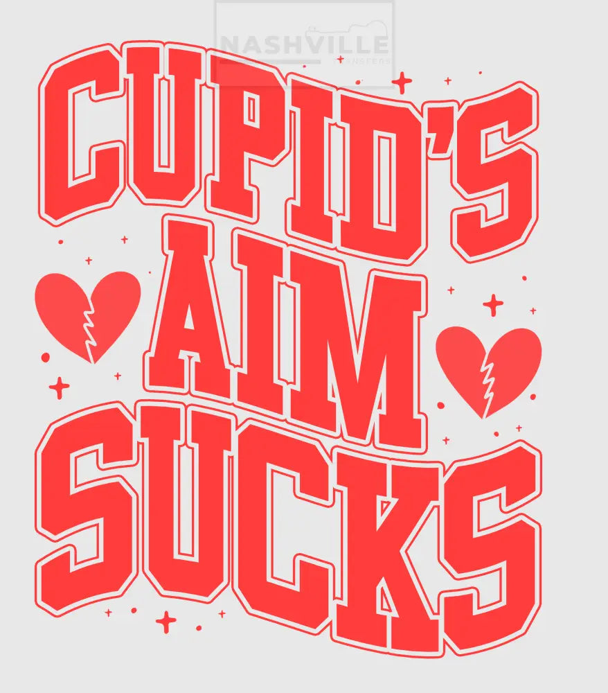 Cupids Aim Sucks Valentines Holiday Stock Transfer. Orange With Hearts