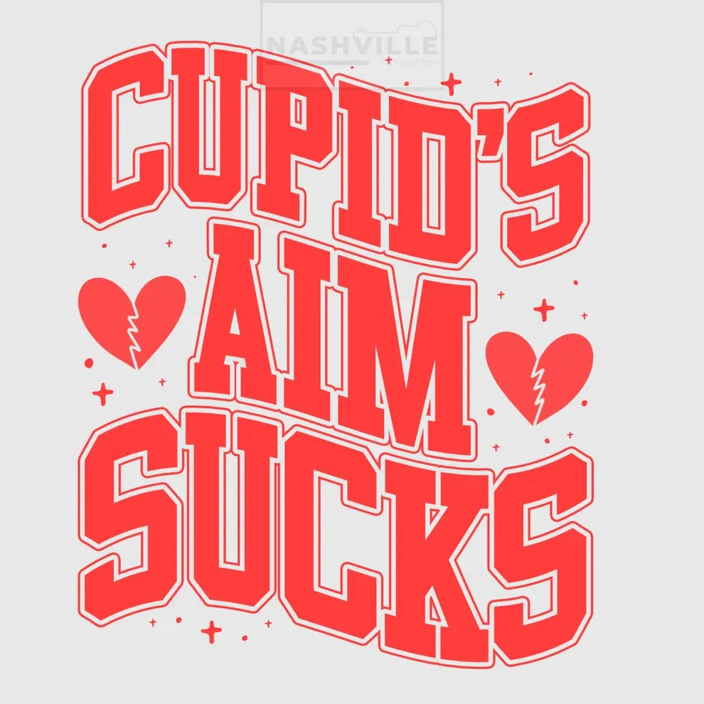 Cupids Aim Sucks Valentines Holiday Stock Transfer. Orange With Hearts