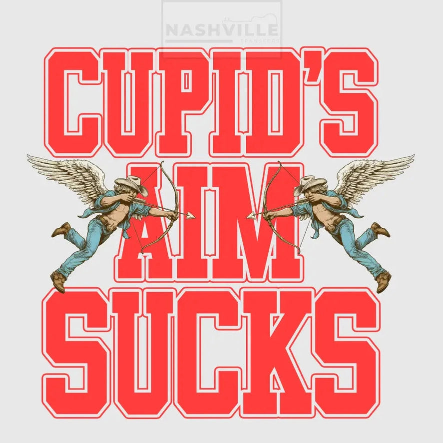 Cupids Aim Sucks Valentines Holiday Stock Transfer. Orange With Wings