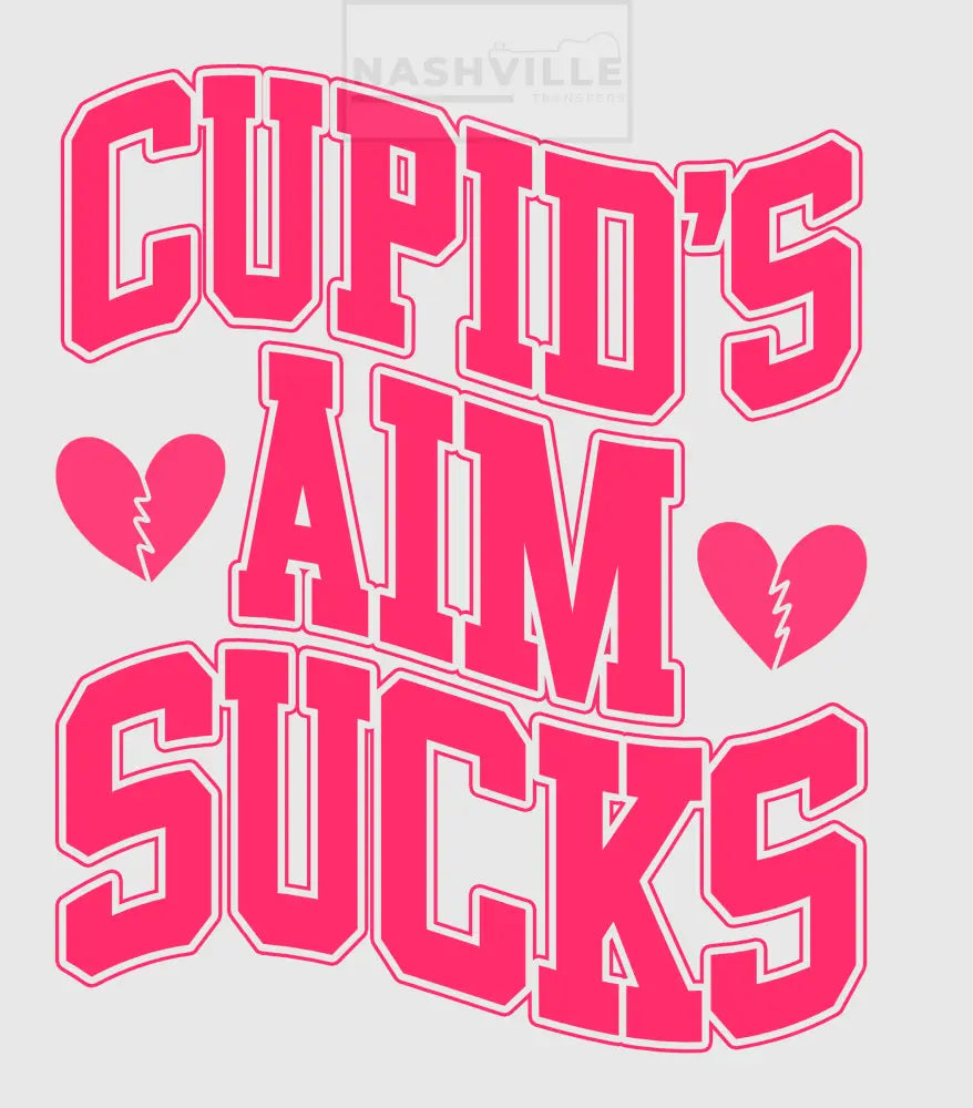 Cupids Aim Sucks Valentines Holiday Stock Transfer. Pink With Hearts
