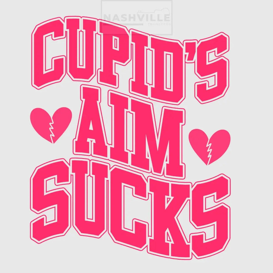 Cupids Aim Sucks Valentines Holiday Stock Transfer. Pink With Hearts