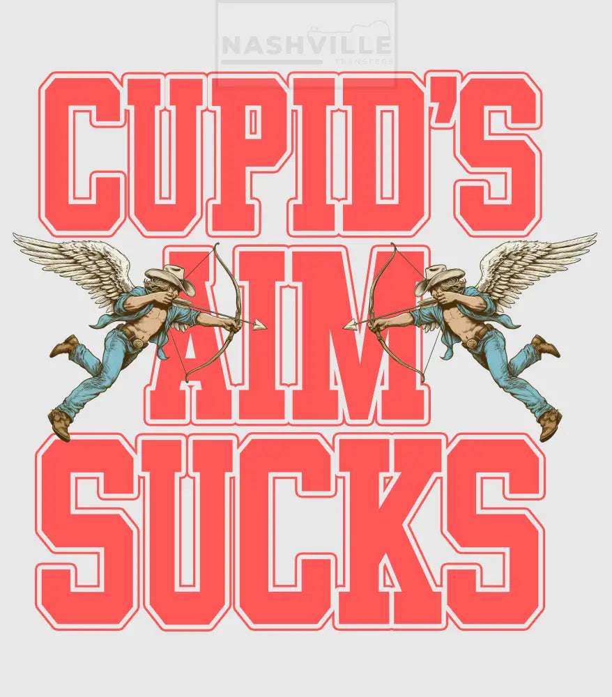 Cupids Aim Sucks Valentines Holiday Stock Transfer. Red With Wings