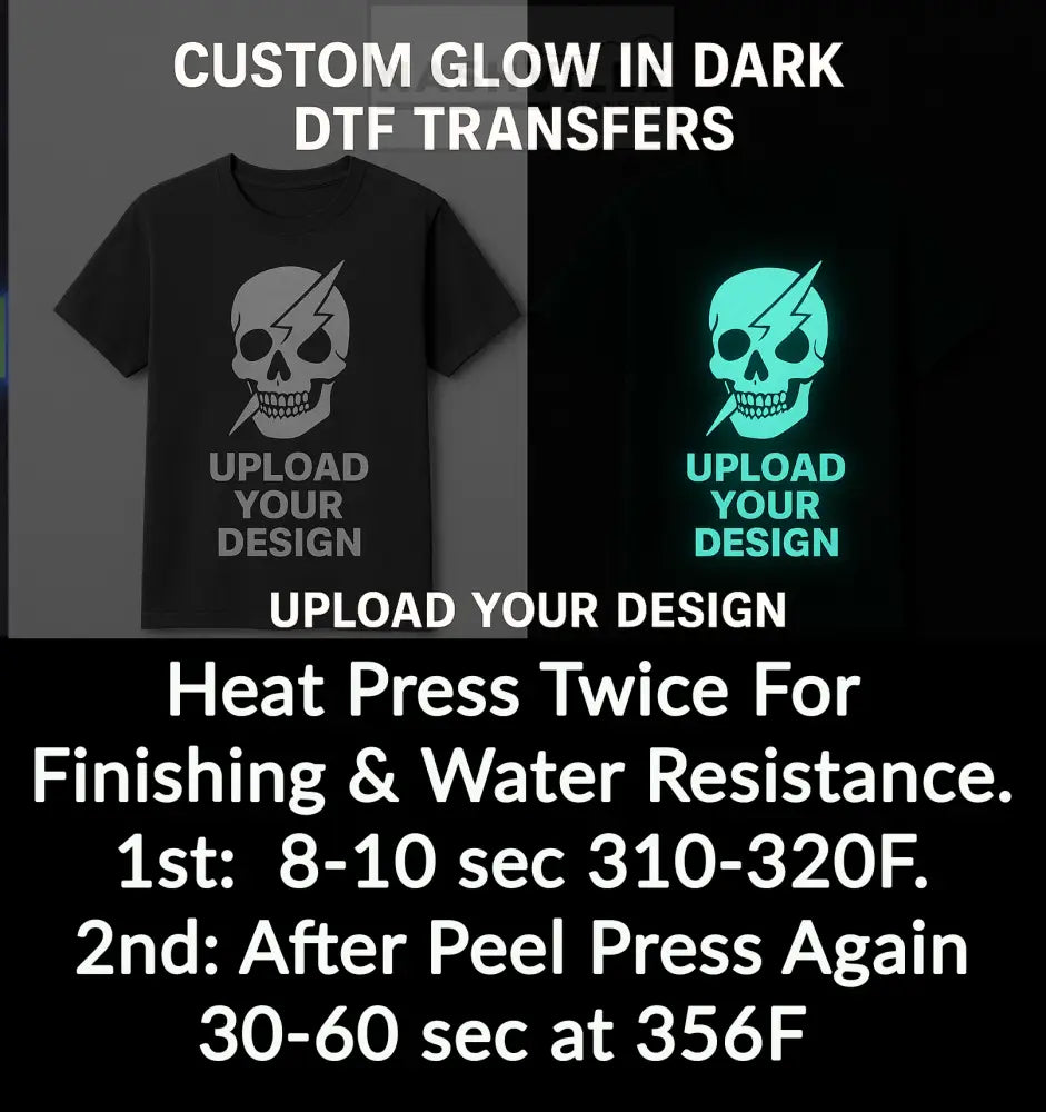 Custom Glow in the Dark DTF Transfer - Upload Your Design Gang Sheet