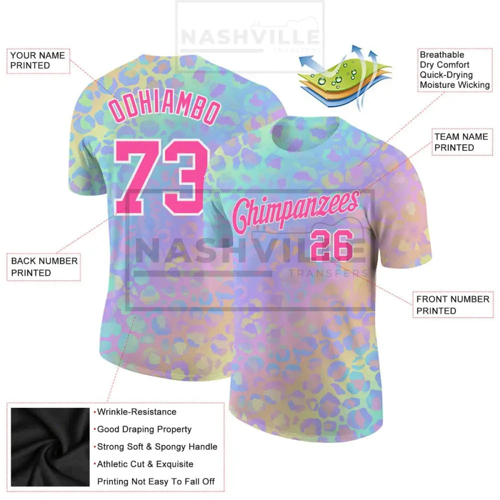 Custom Pattern Pastel Leopard Performance Tee