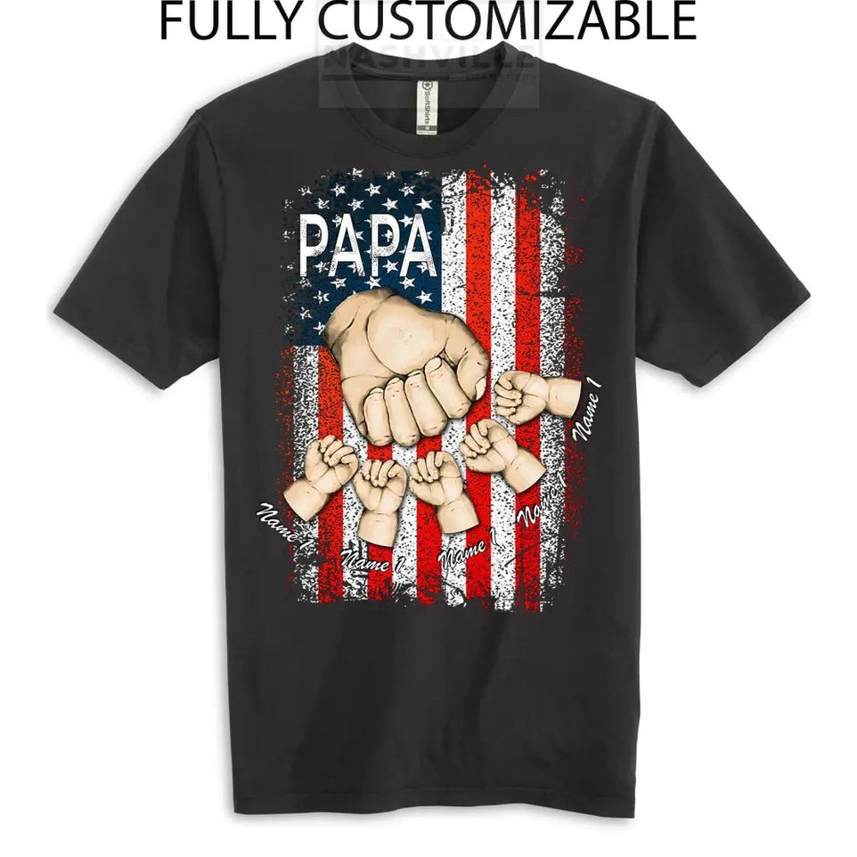 Customizable Family Hand American Flag Tee. T-Shirt