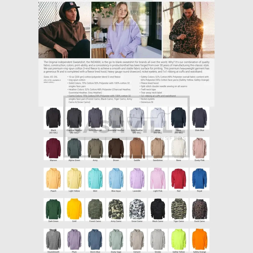 Customizable Independent Heavyweight Hooded Pullover Sweatshirt Gang Sheet