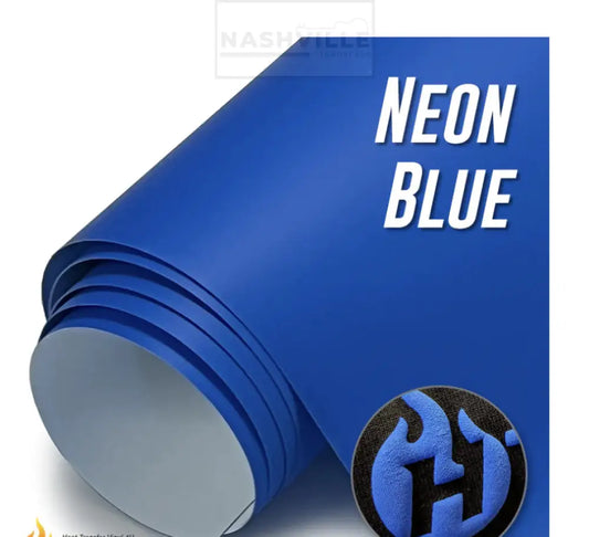 Customizable Neon Blue Puff Vinyl Transfers. Gang Sheet