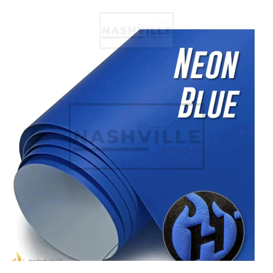 Customizable Neon Blue Puff Vinyl Transfers. Gang Sheet