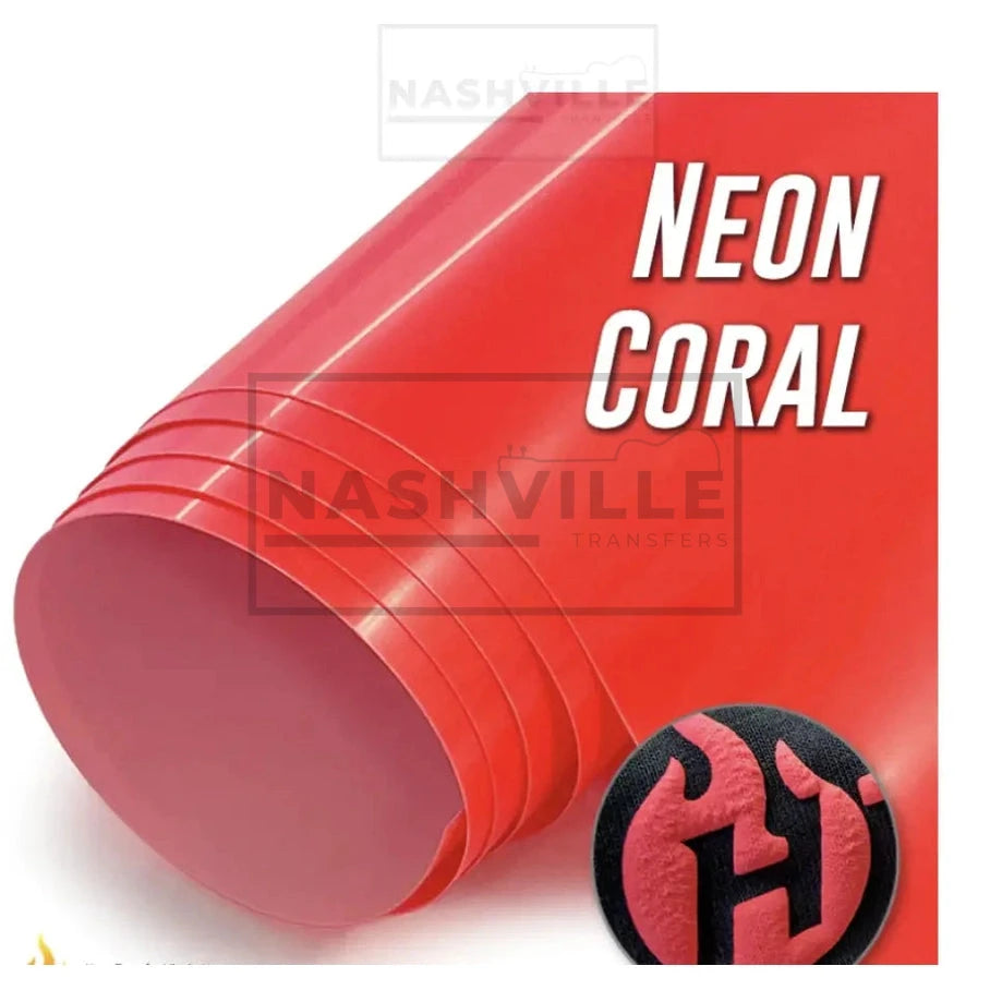 Customizable Neon Coral Puff Vinyl Transfers. Gang Sheet