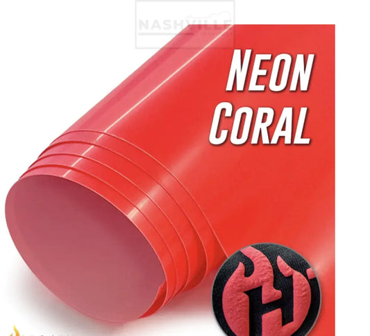 Customizable Neon Coral Puff Vinyl Transfers. Gang Sheet