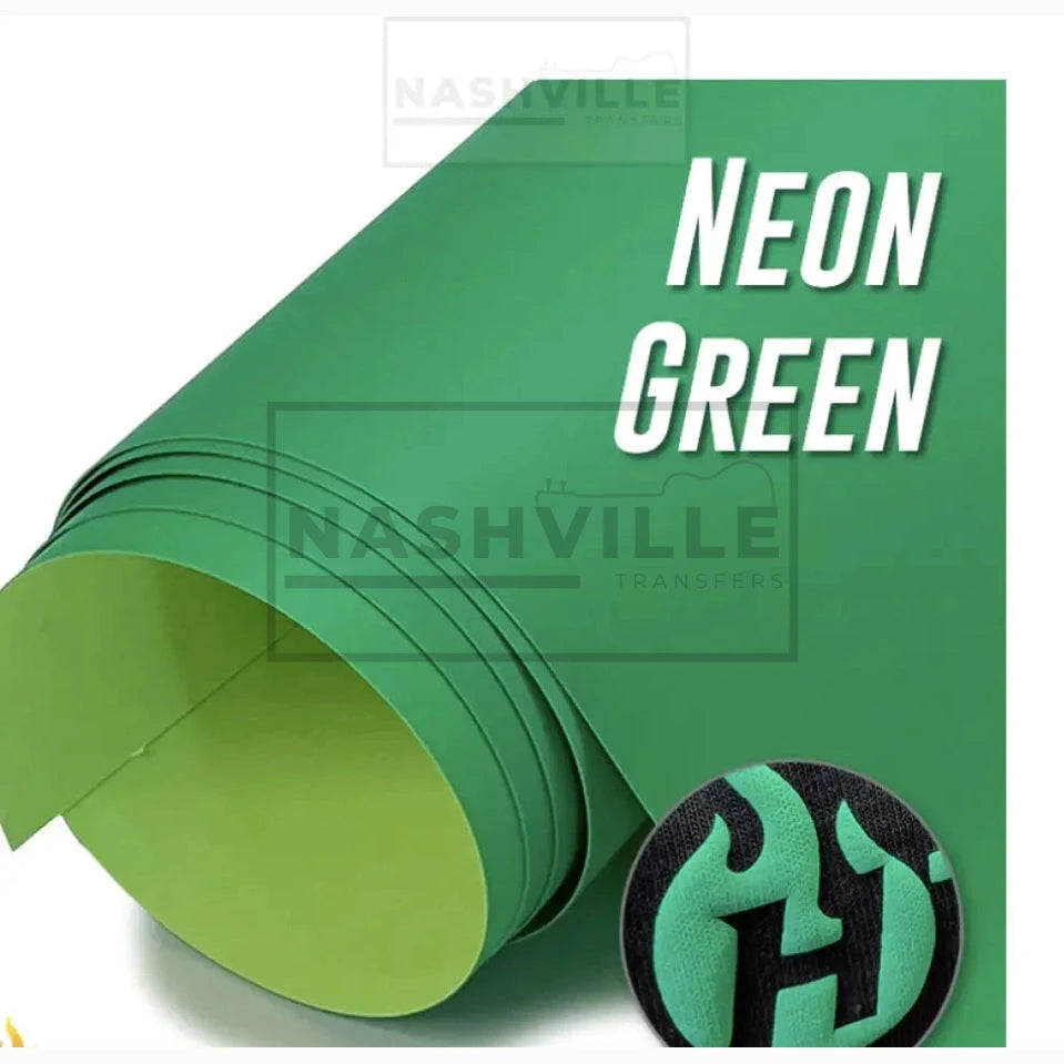 Customizable Neon Green Puff Vinyl Transfers. Gang Sheet