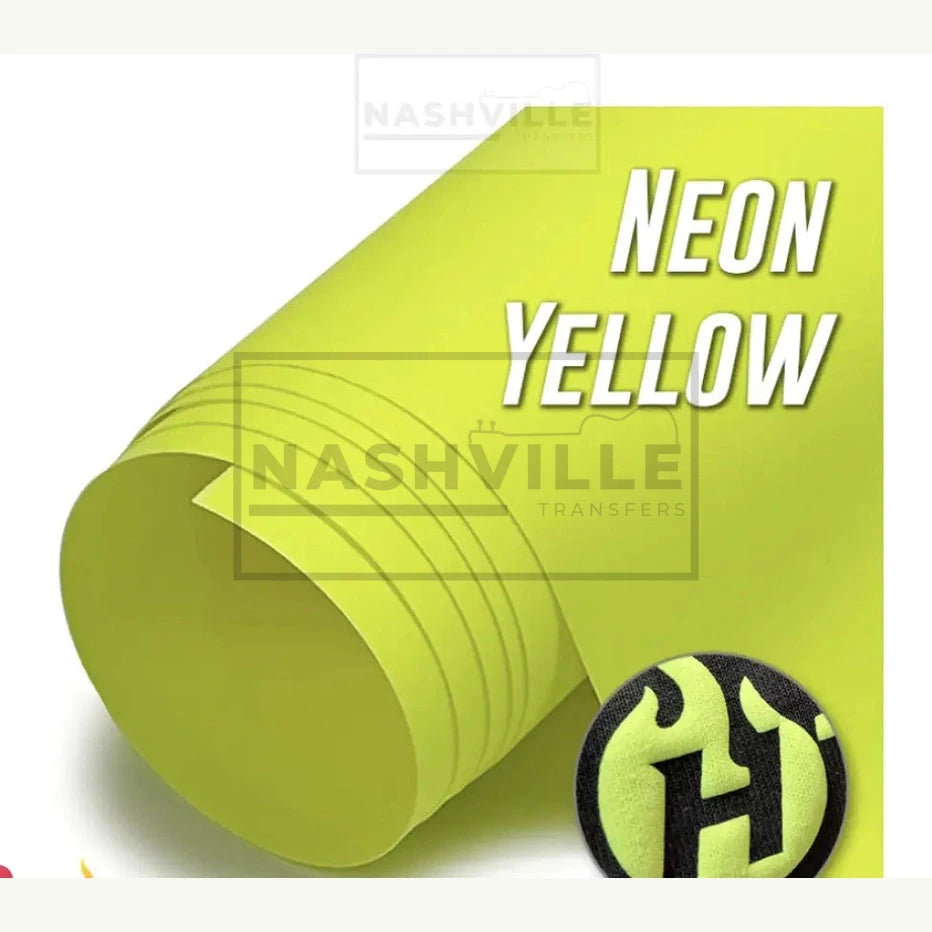 Customizable Neon Yellow Puff Vinyl Transfers. Gang Sheet