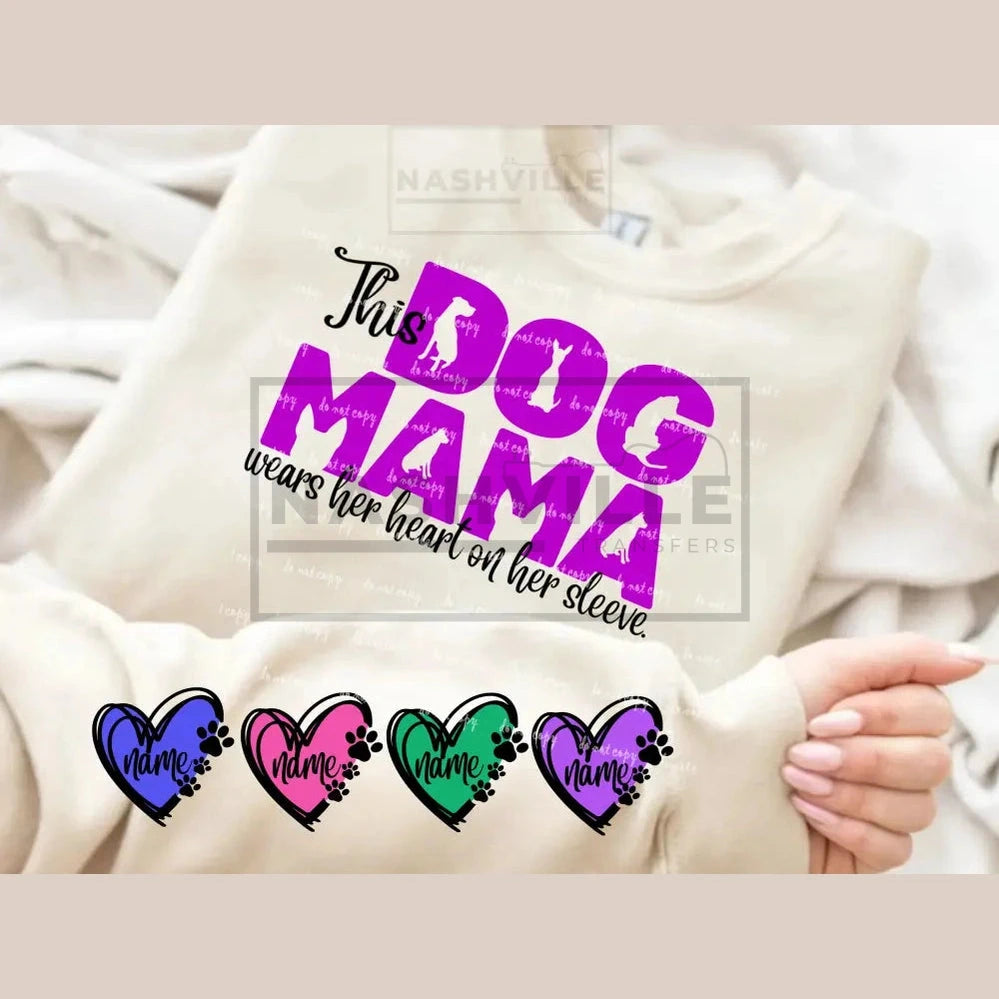 Customizable This Dog Mama Wears Her Heart On Sleeve Grey Sweatshirt
