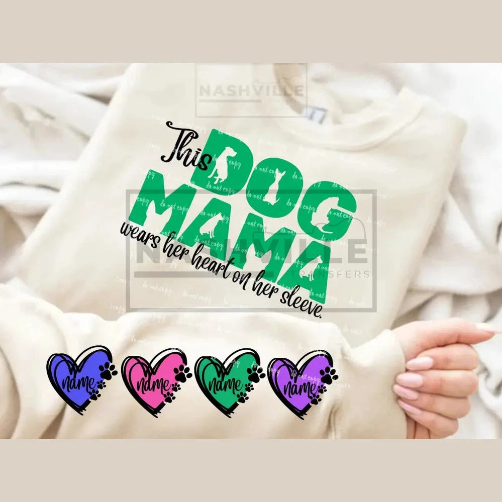 Customizable This Dog Mama Wears Her Heart On Sleeve Grey Sweatshirt