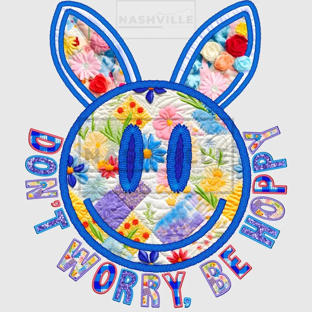 Don’t Worry Be Hoppy Embroidery/Quilt Effect Transfer.