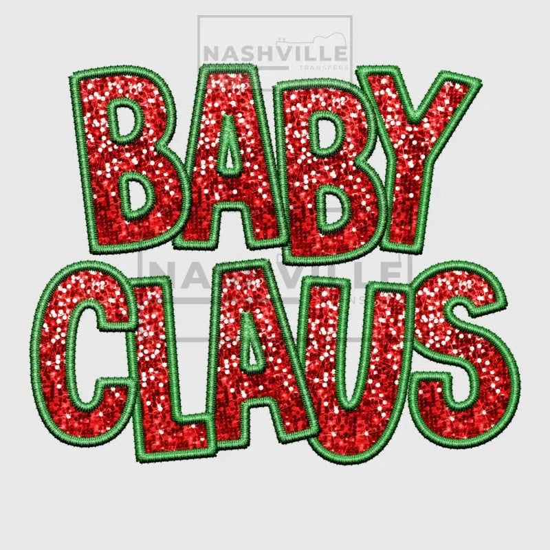 Embroidery glitter effect holiday transfers.