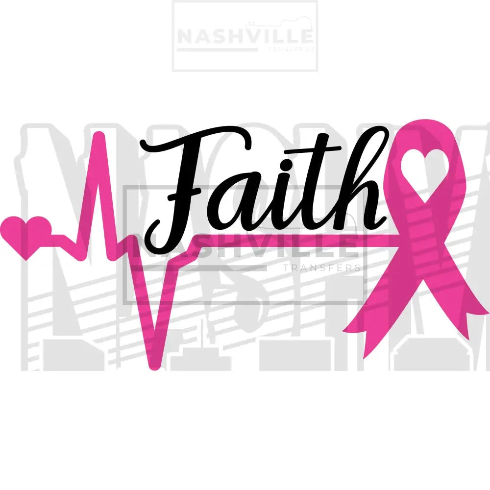 Faith October Pink Cancer Awareness Ribbon Ekg Monitor Stock Transfer.