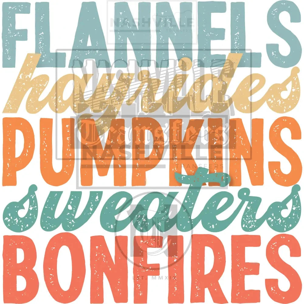 Flannels Hayrides Pumpkins Sweaters And Bonfires Stock Transfer.