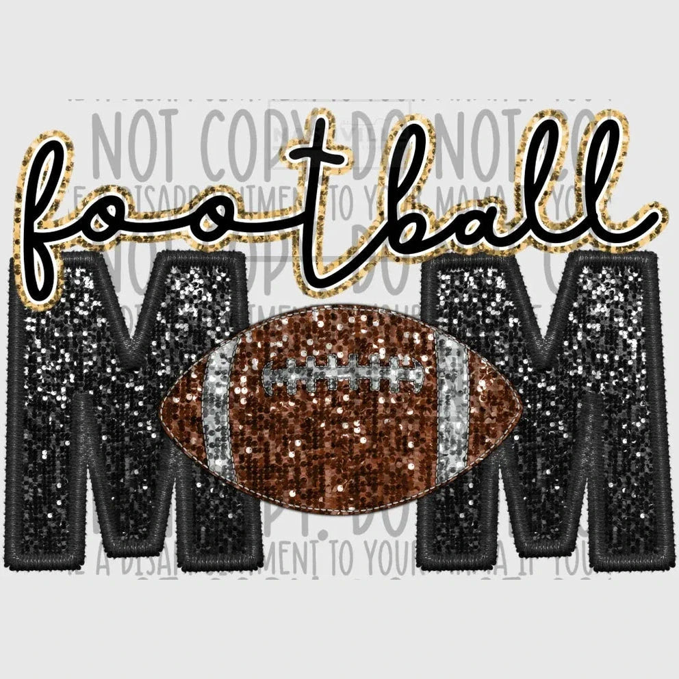 Football Mom Glitter And Embroidery Effect Transfer.