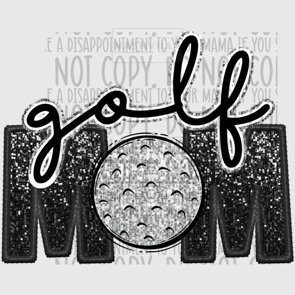 Golf Mom Glitter And Embroidery Effect Transfer