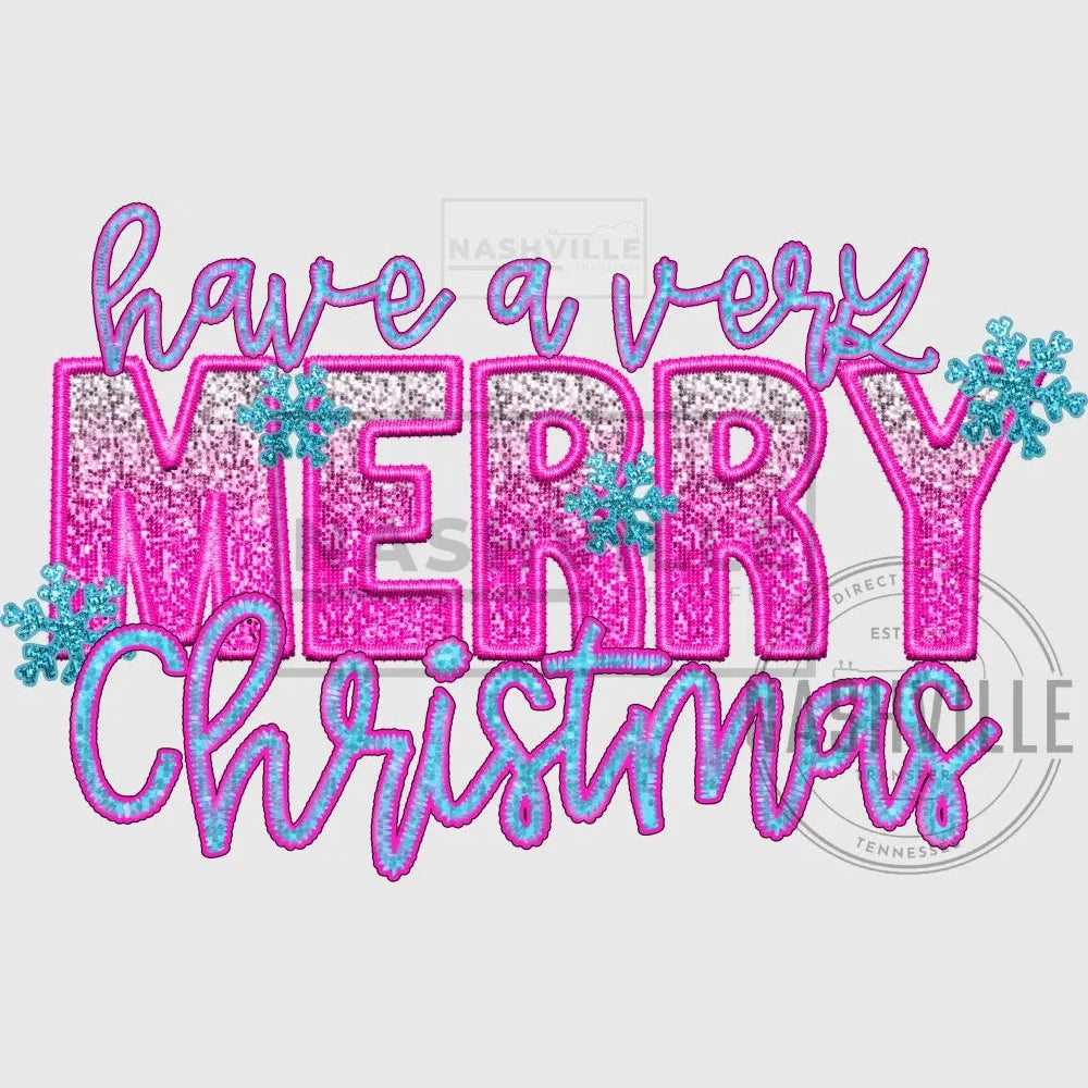 Have A Very Merry Christmas Embroidery/Sequin Effect Transfer.