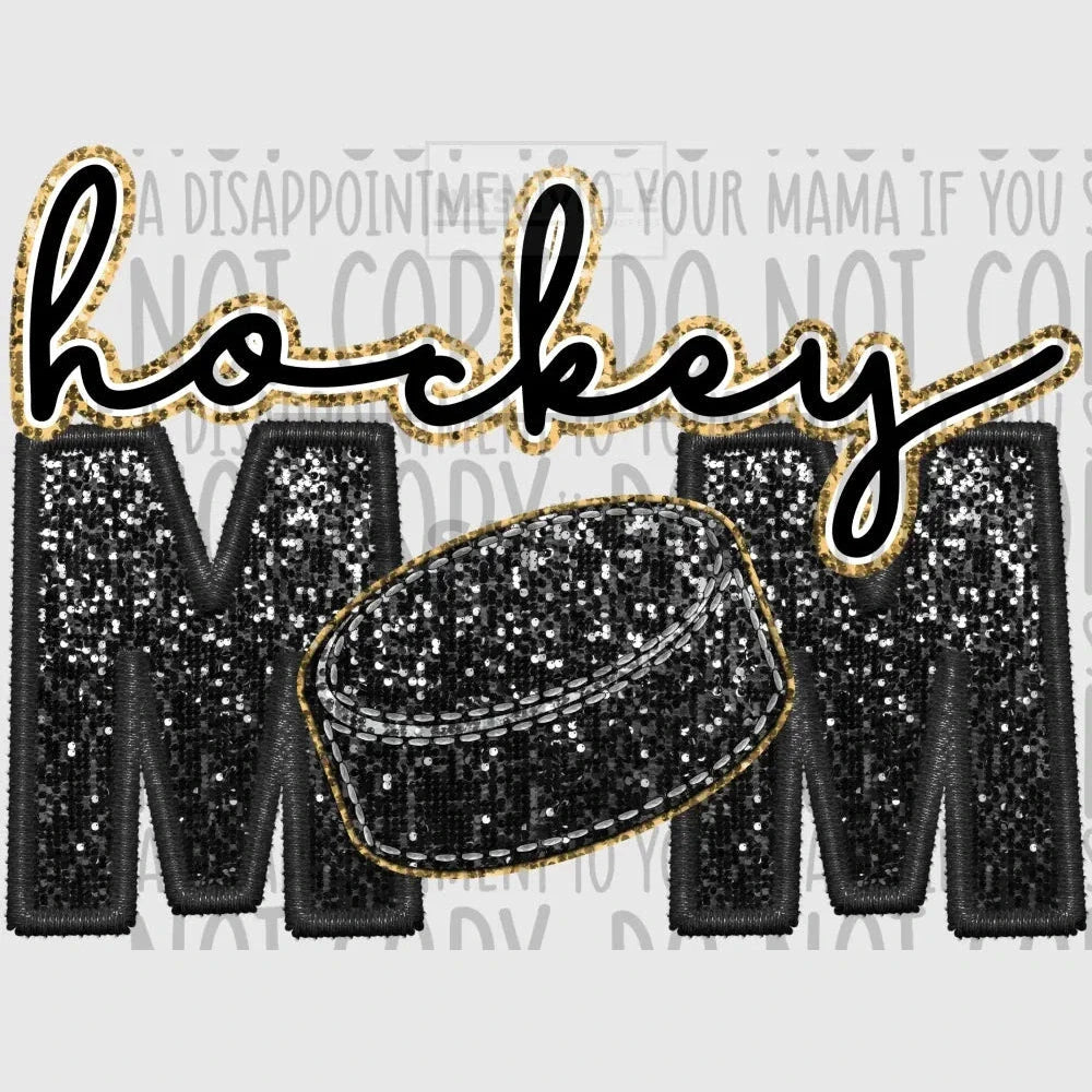 Hockey Mom Glitter And Embroidery Effect Transfer