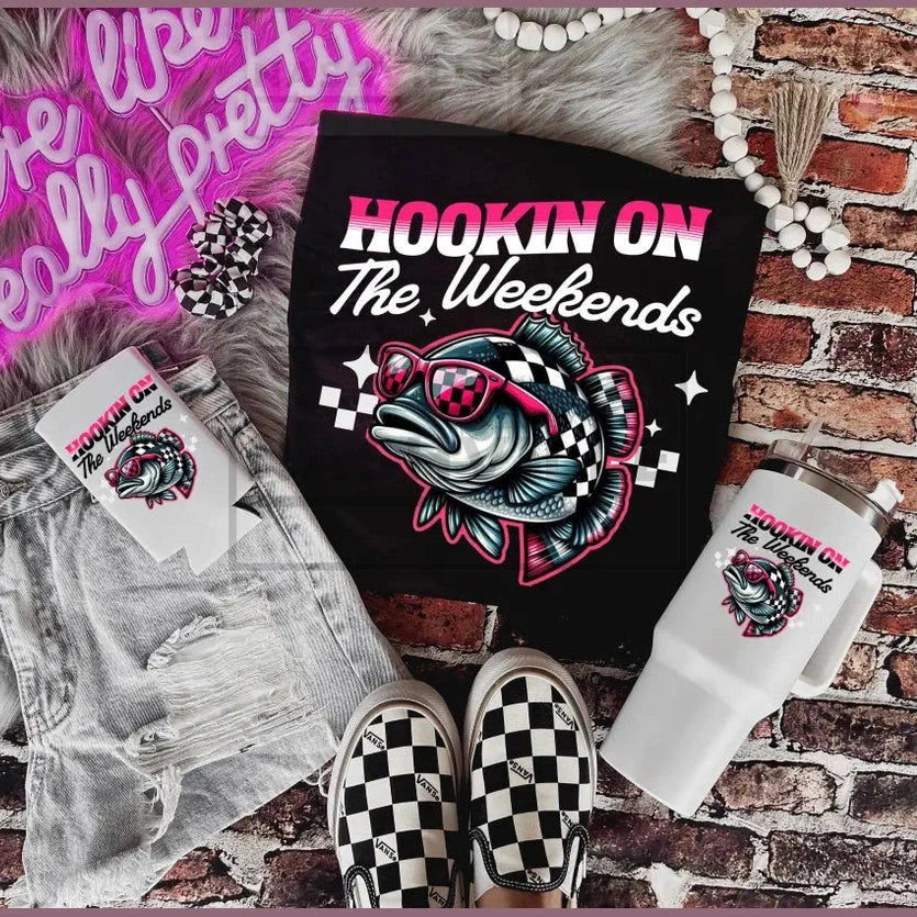 Hookin On The Weekends Tee Tumbler And Koozie Combo