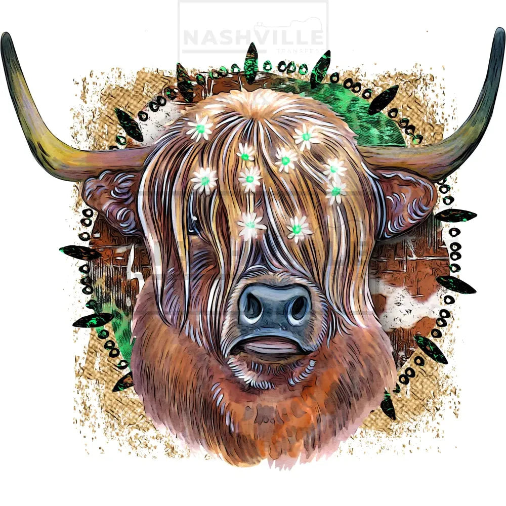 Howdy Highland Cow Stock Transfers. No Words / Low Heat Direct To Film Transfer