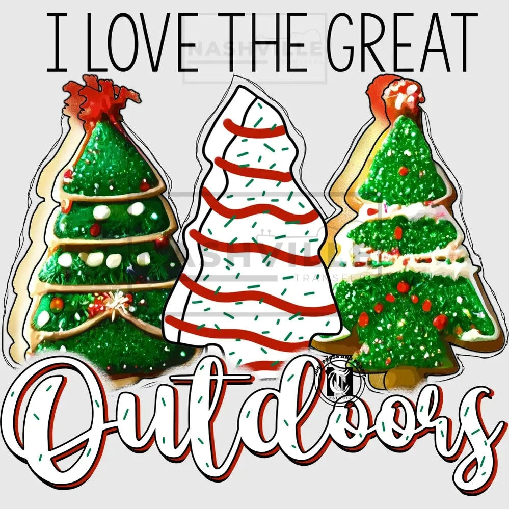 I Love The Great Outdoors Holiday Christmas Tree Cake Stock Transfer.