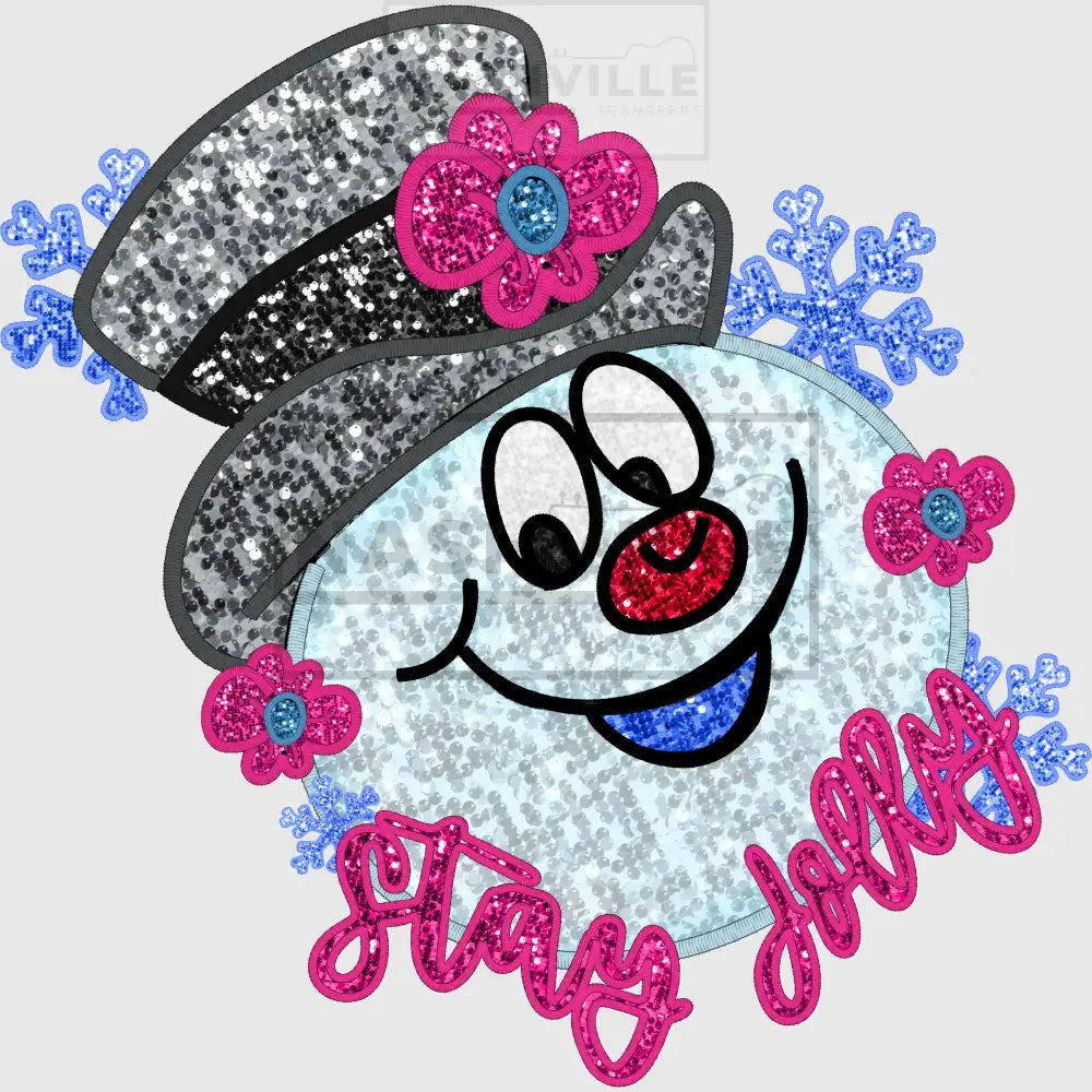 Jolly Jolly Happy Soul Snowman Sequin Effect Transfer.