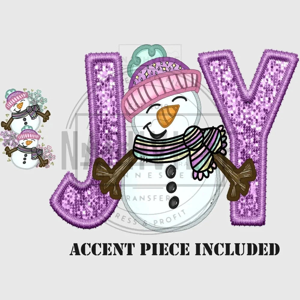 Joy Snowman Embroidery/Sequin Effect Transfer.