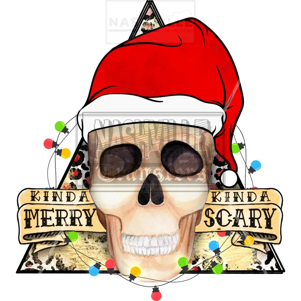 Kinda Merry Kinda Scary Skeleton Christmas Holiday Stock Transfer