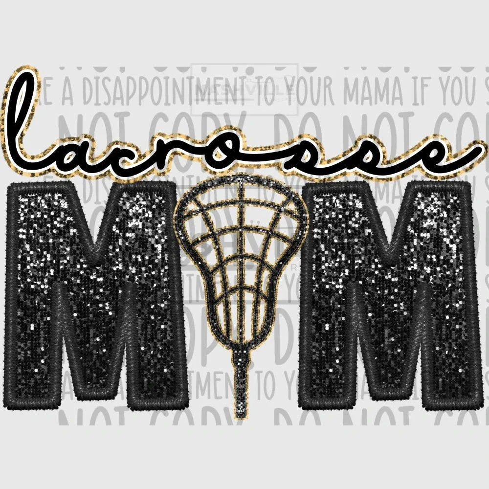 Lacrosse Mom Glitter And Embroidery Effect Transfer