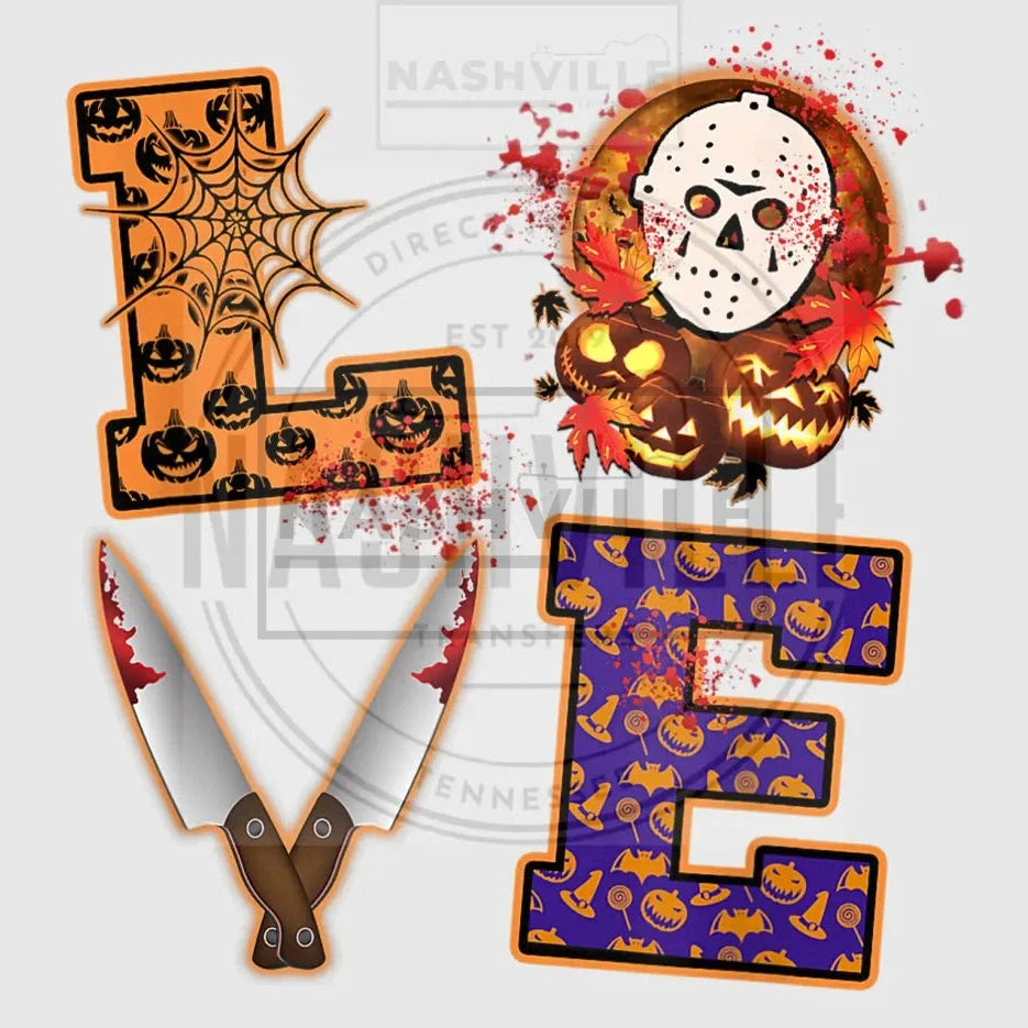 Love Halloween Transfer. Mask Prints
