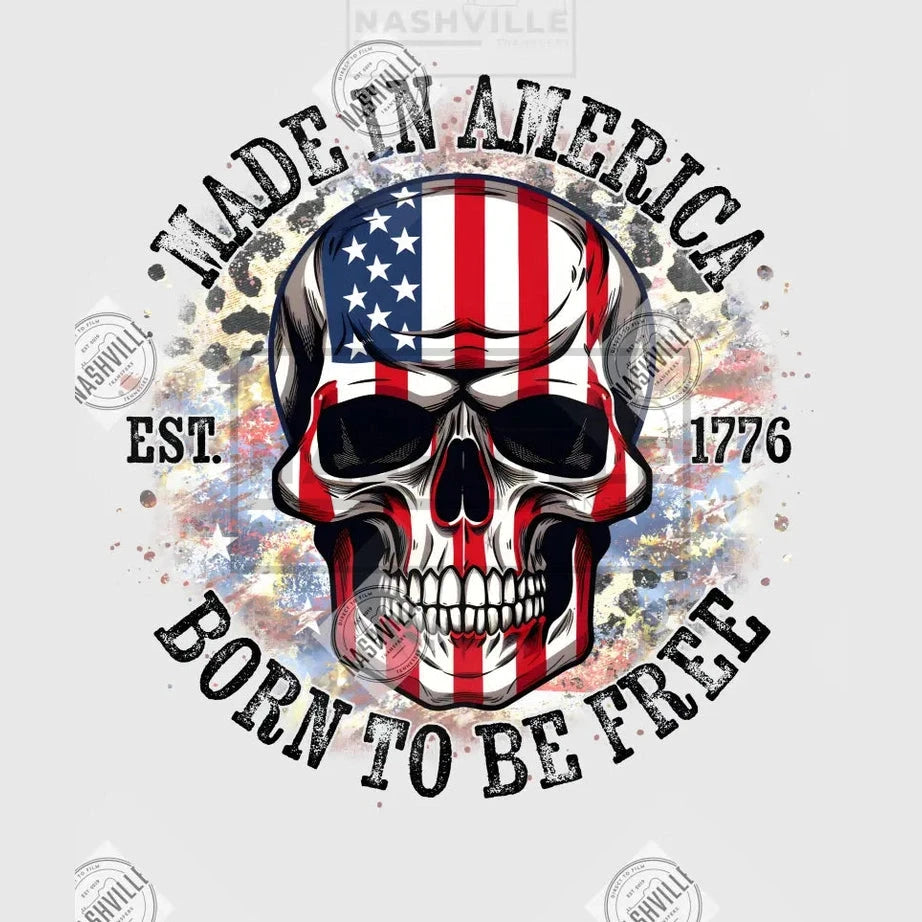 Made In America Skeleton Transfer. Leopard Background Splatter