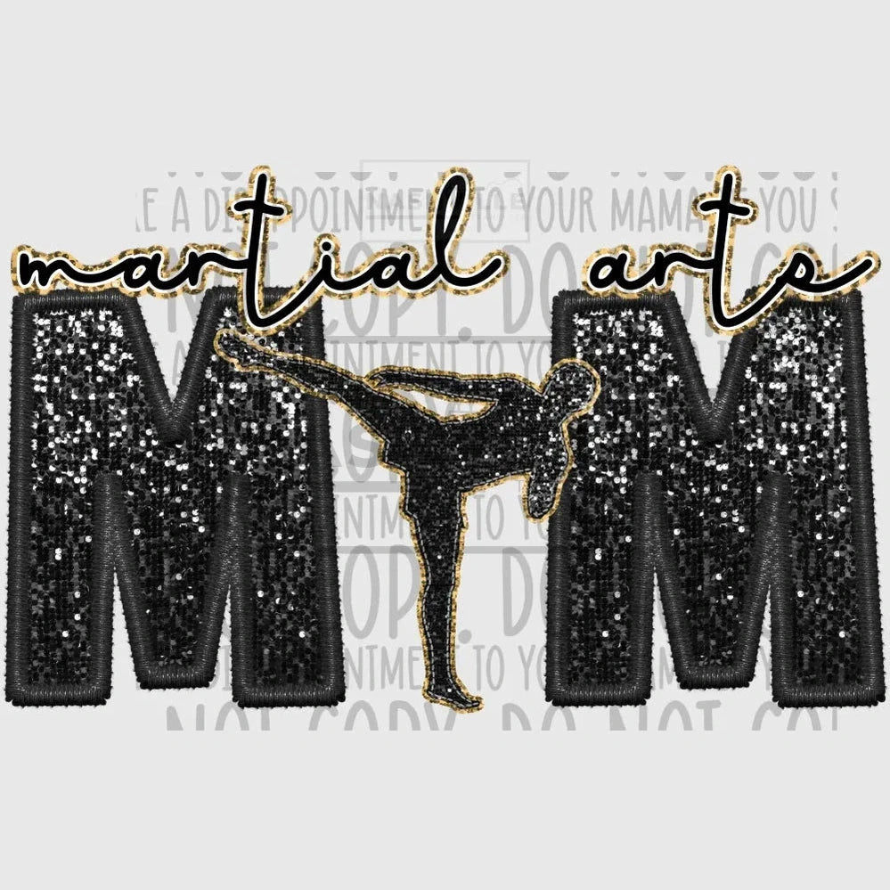 Martial Arts Mom Glitter And Embroidery Effect Transfer
