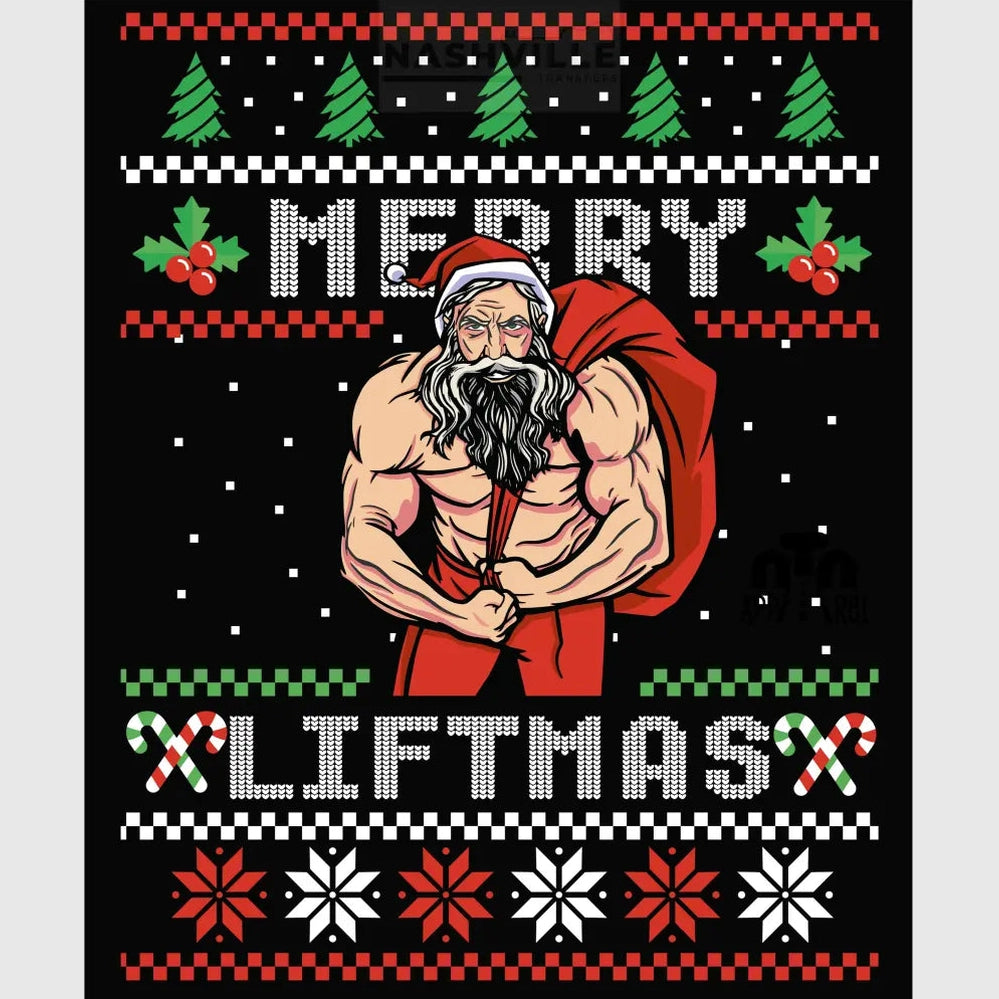 Merry Liftmas Rasterized Christmas Ugly Sweater Holiday Tee T-Shirt