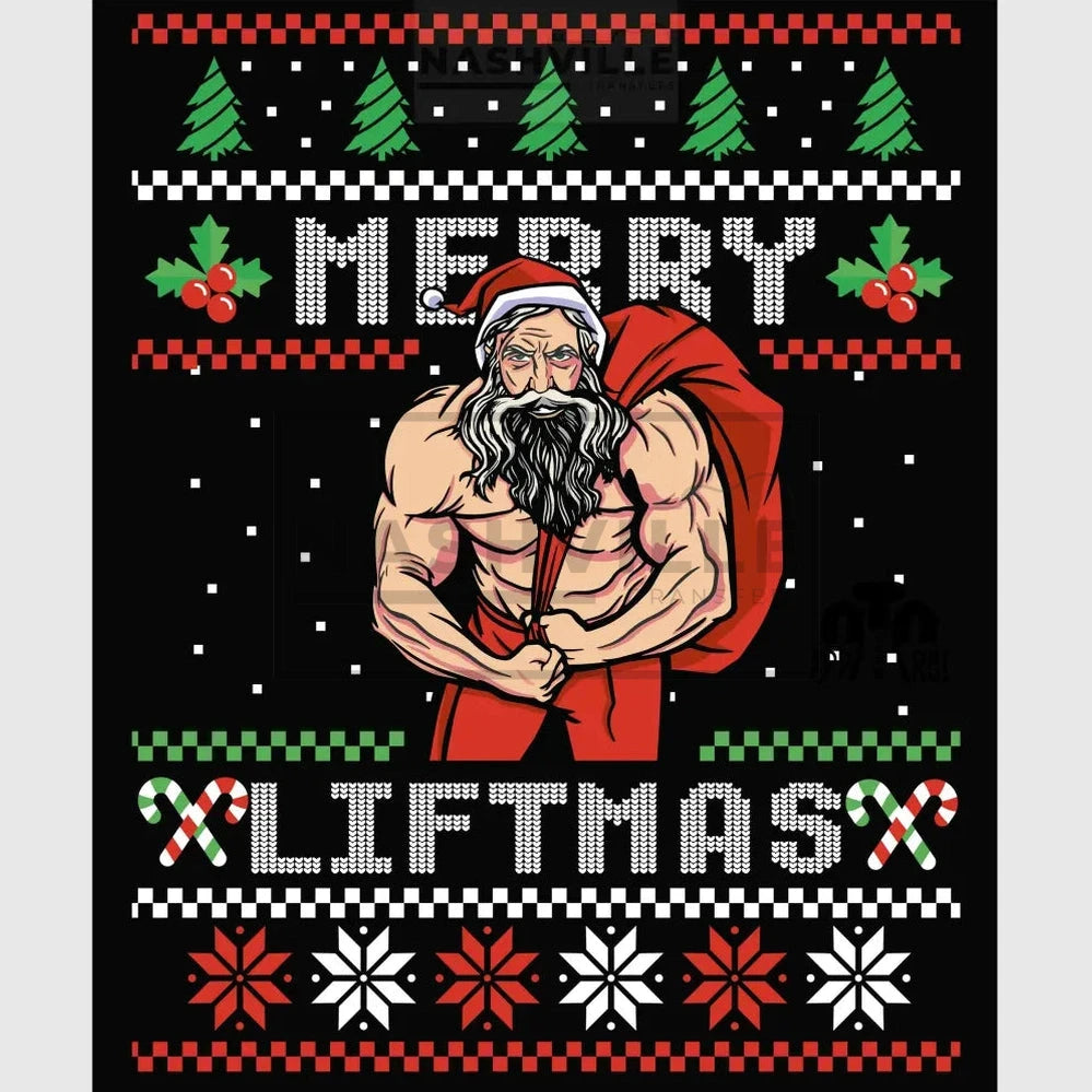 Merry Liftmas Rasterized Christmas Ugly Sweater Holiday Transfer