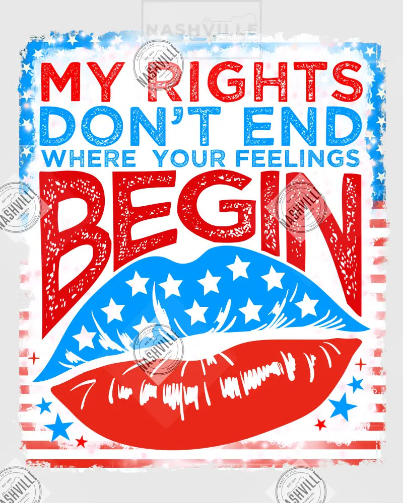 My Rights Dont End Rasterized Transfer. Light Blue
